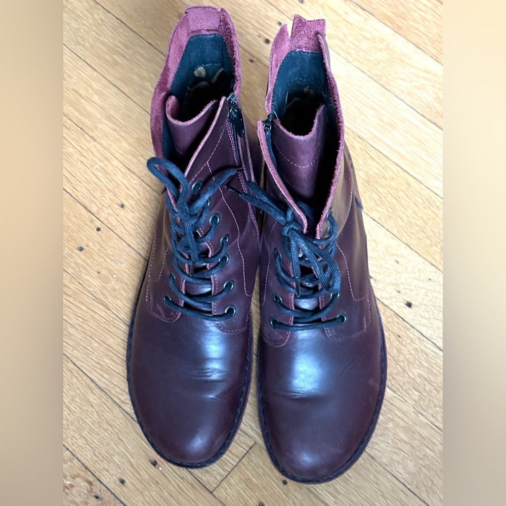 Fly London Milu Lace-up Leather Boots Wine Rug Sz 11